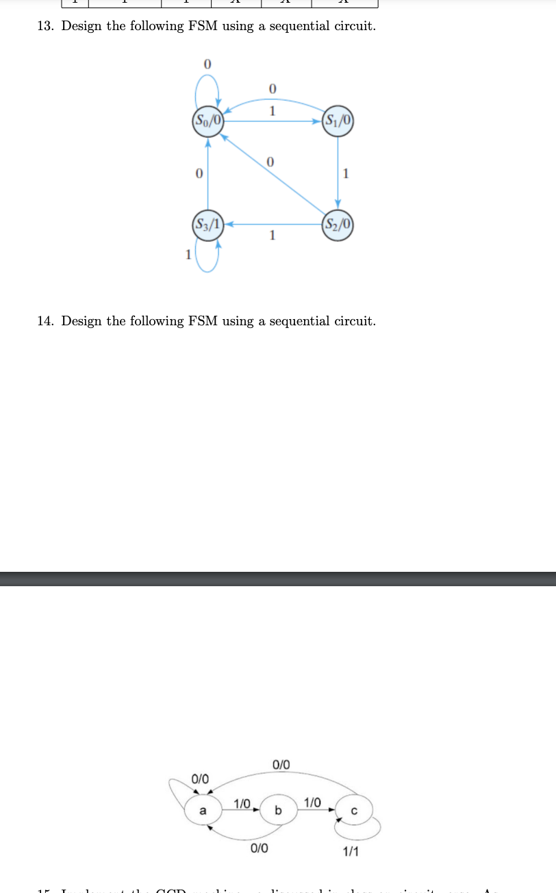 Design the following FSM using a sequential