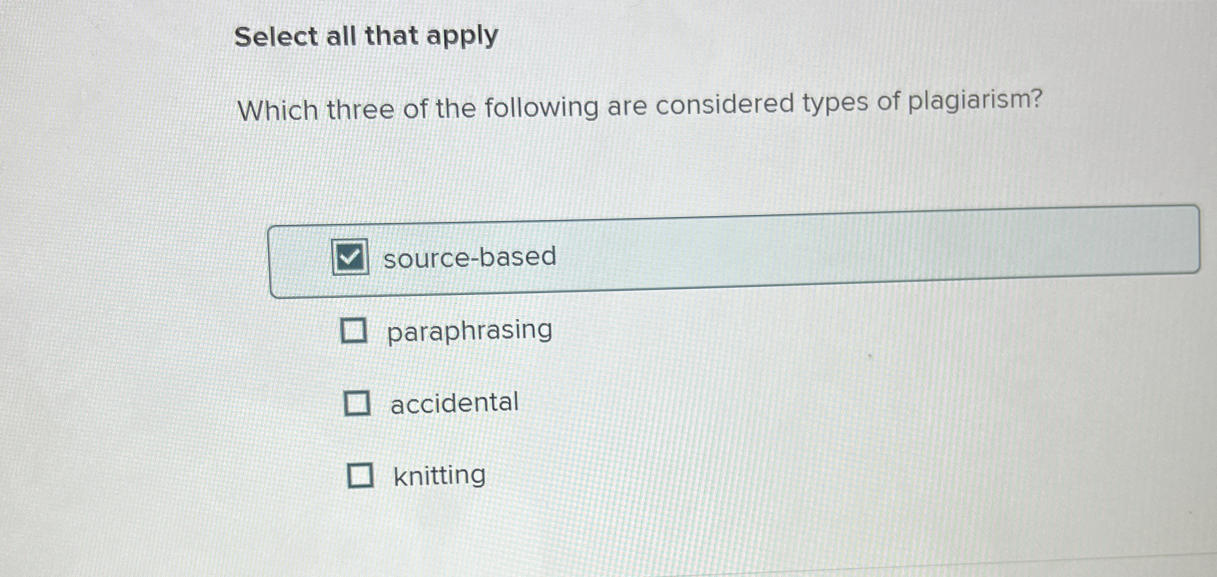 Select all that apply Which three of the