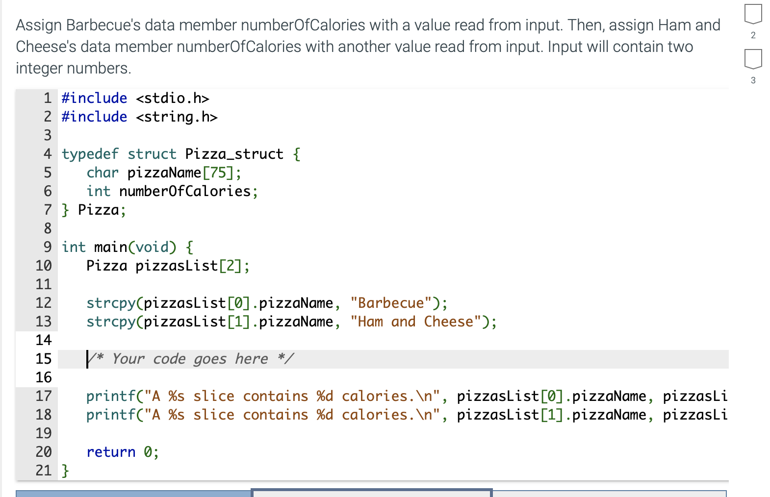 Assign Barbecue's data member numberOfCalories