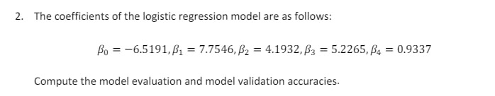 The coefficients of the logistic regression model