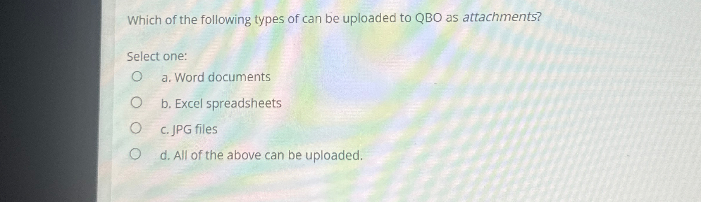 Which of the following types of can be uploaded