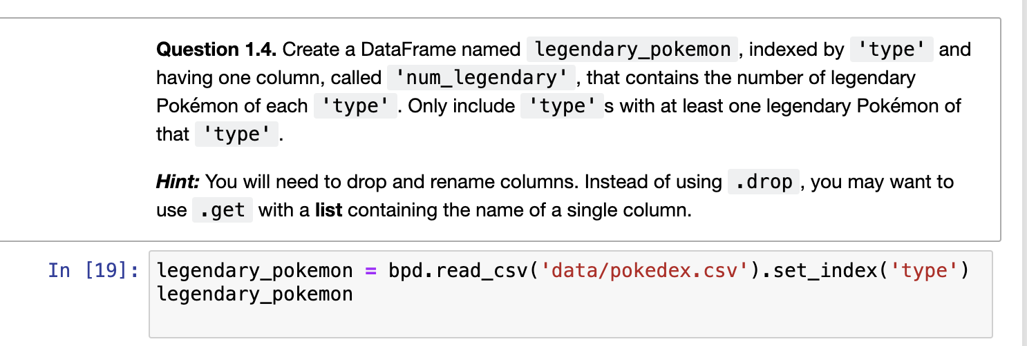 Question 1 . 4 . Create a DataFrame named