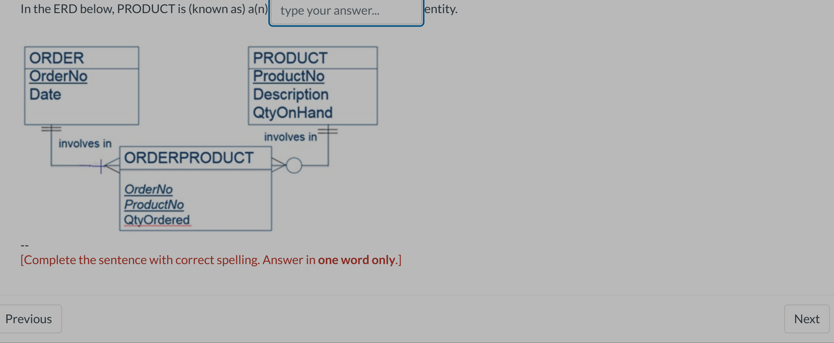 In the ERD below, PRODUCT is ( known as ) a ( n )