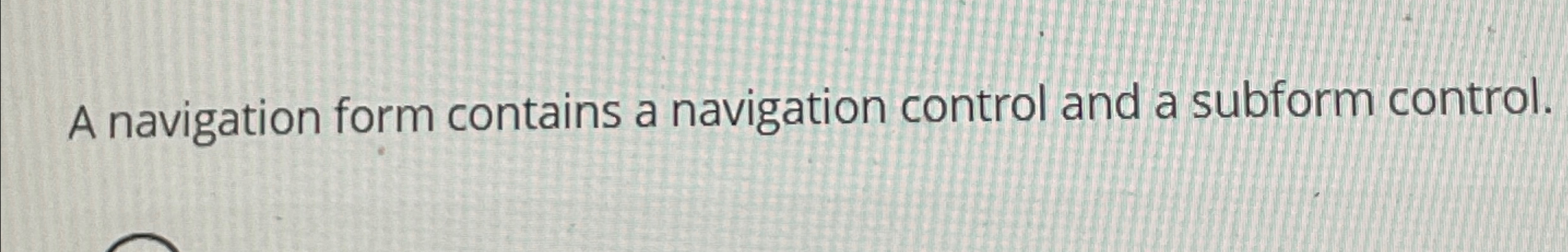 A navigation form contains a navigation control