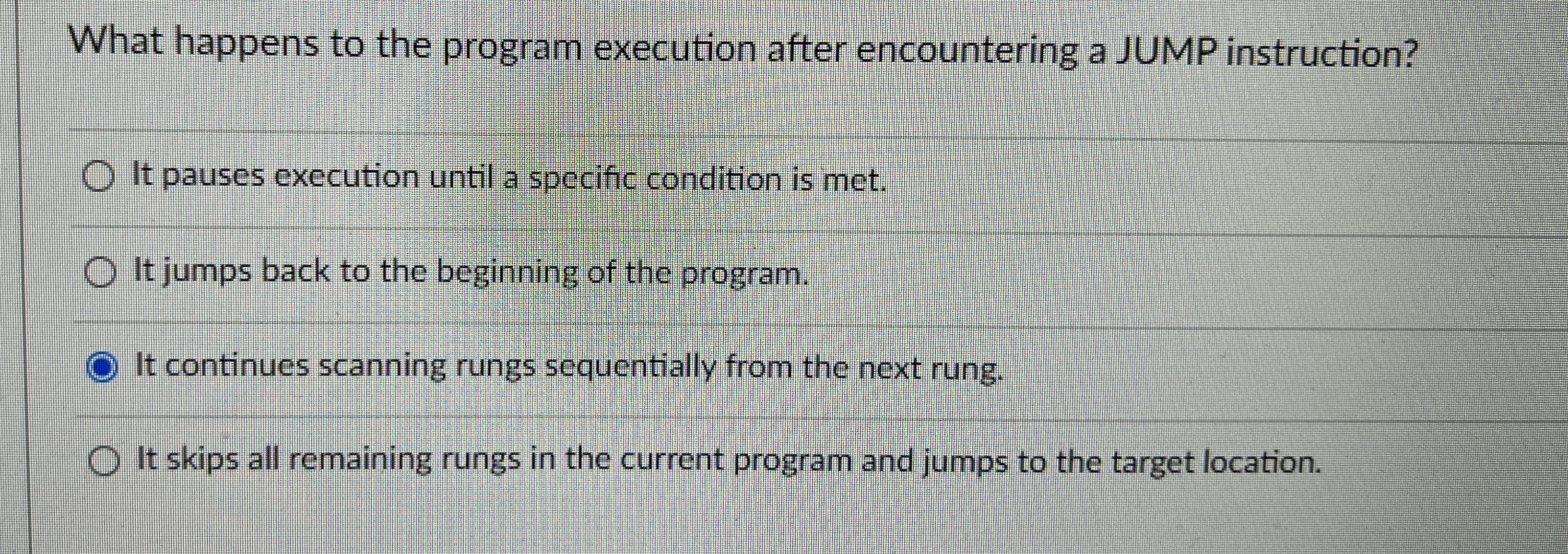 What happens to the program execution after