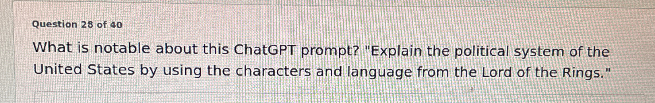 Question 2 8 of 4 0 What is notable about this