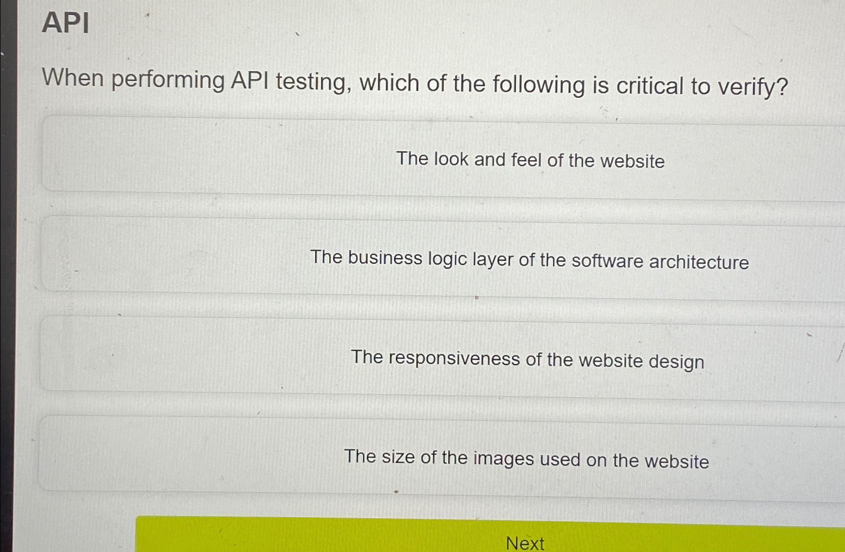 API When performing API testing, which of the