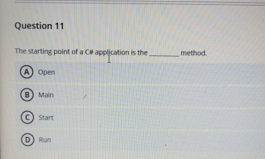 Question 1 1 The starting point of a C#