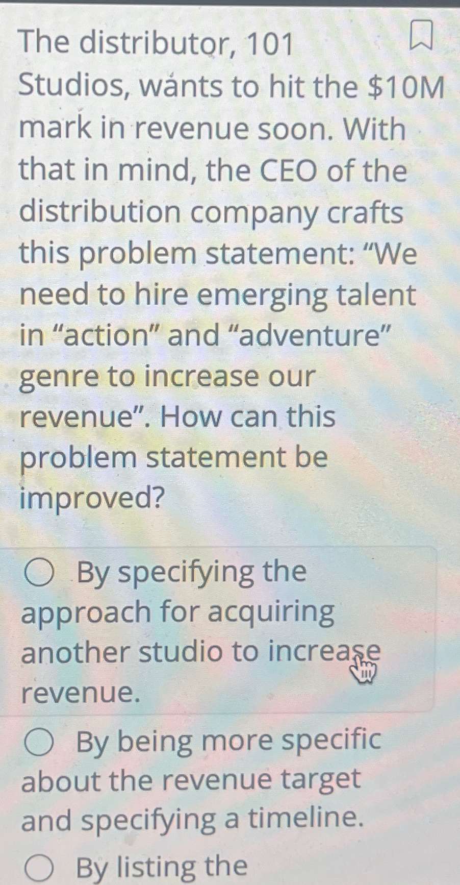The distributor, 1 0 1 Studios, w nts to hit the