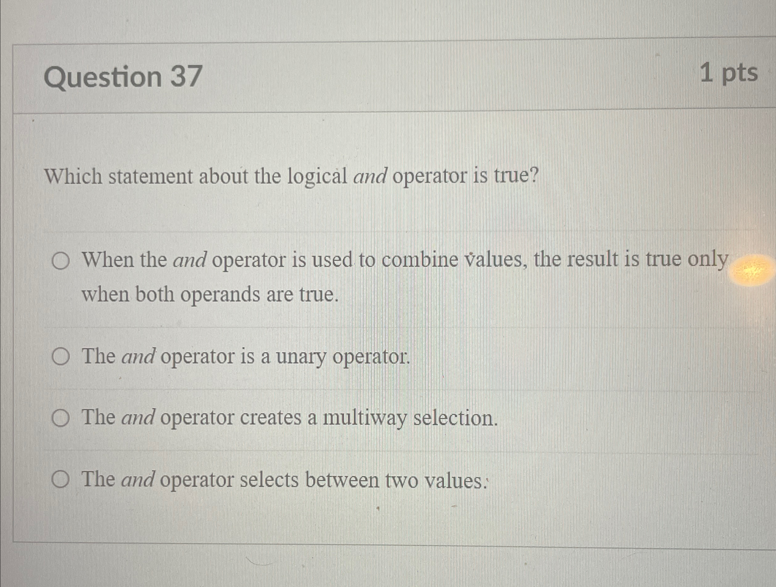 Question 3 7 1 p t s Which statement about the