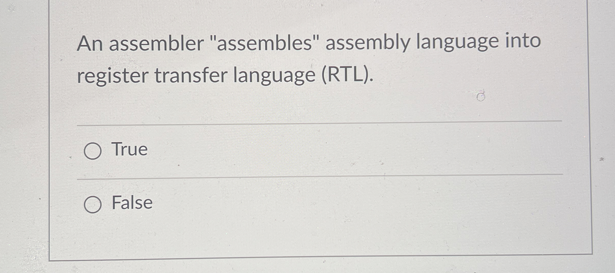 An assembler "assembles" assembly language into