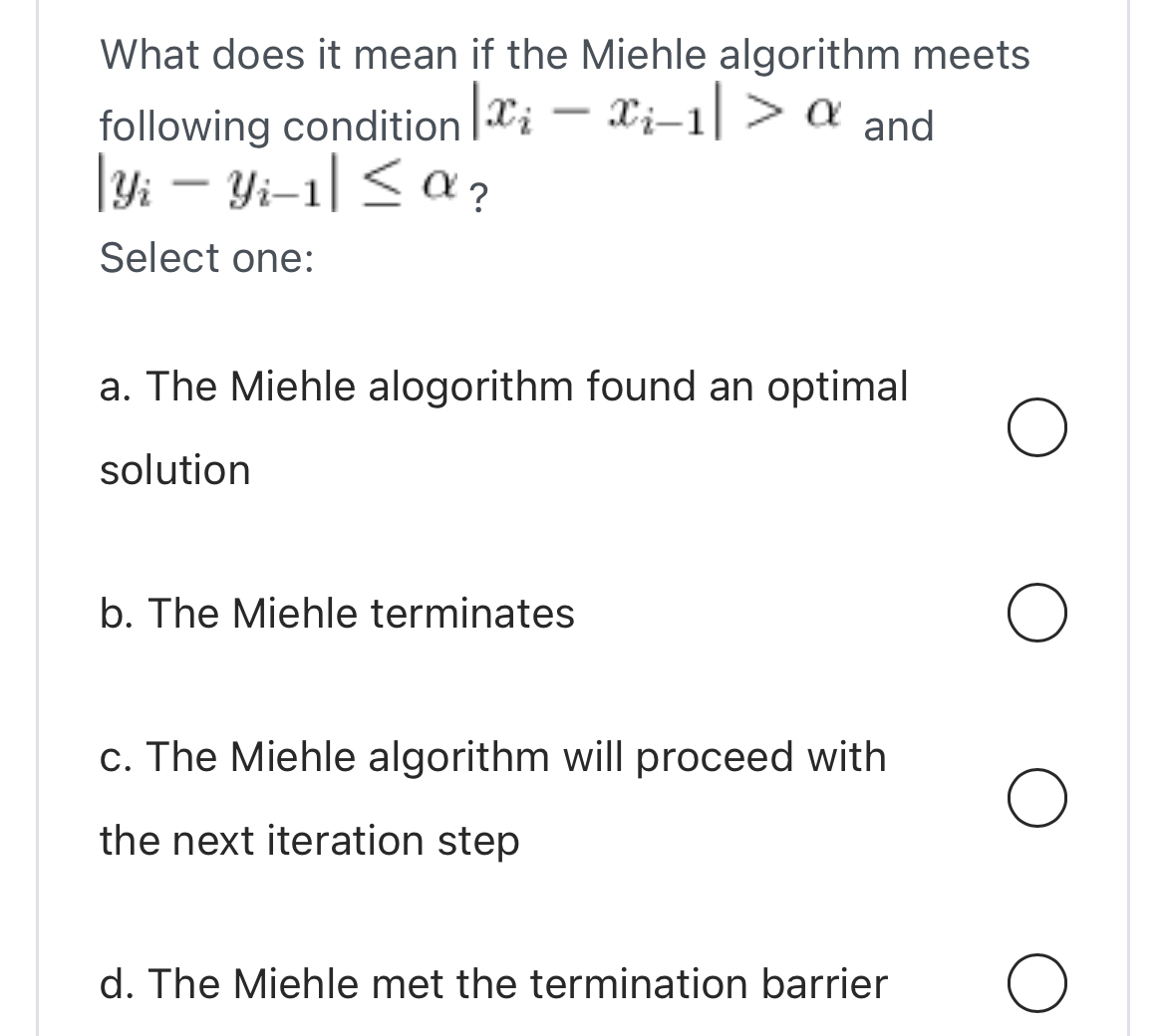 What does it mean if the Miehle algorithm meets