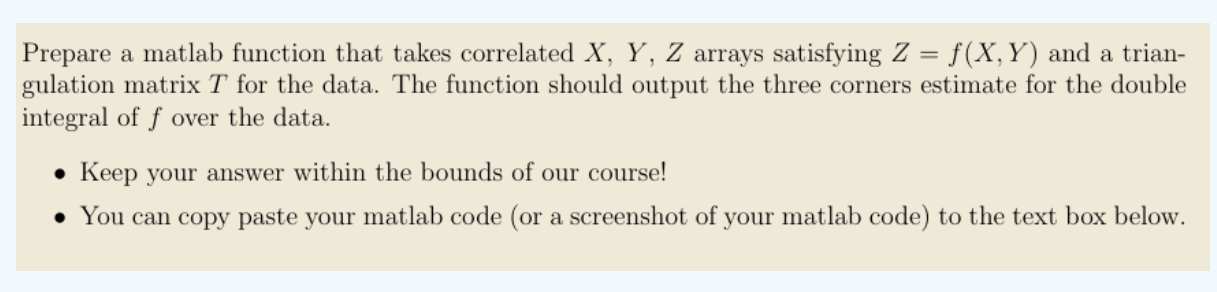 Prepare a matlab function that takes correlated x