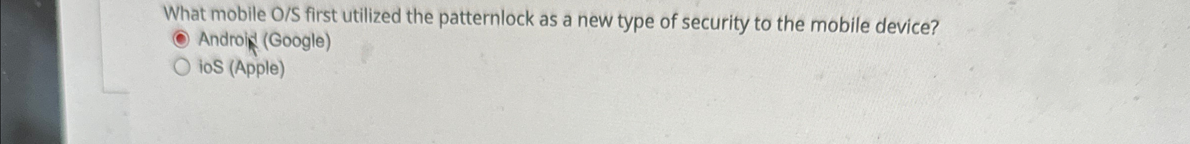 What mobile O / S first utilized the patternlock