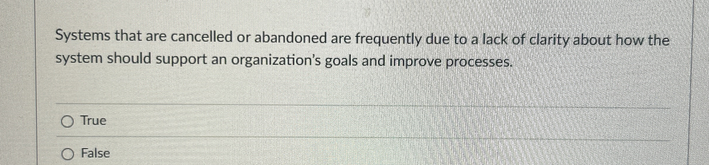 Systems that are cancelled or abandoned are