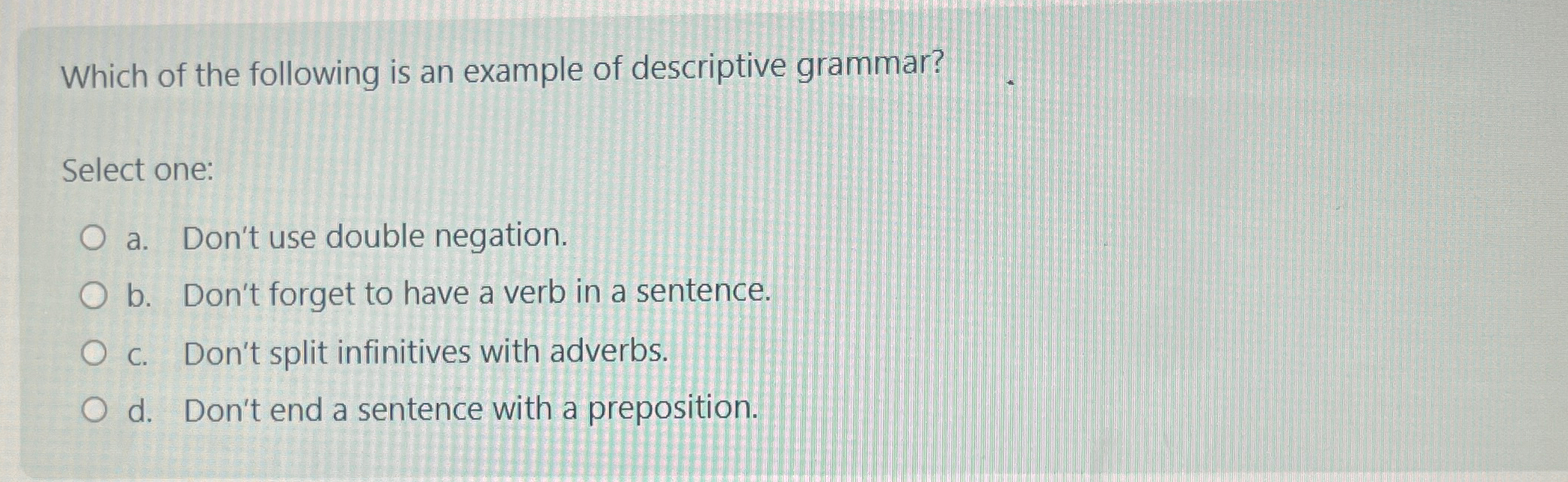 Which of the following is an example of