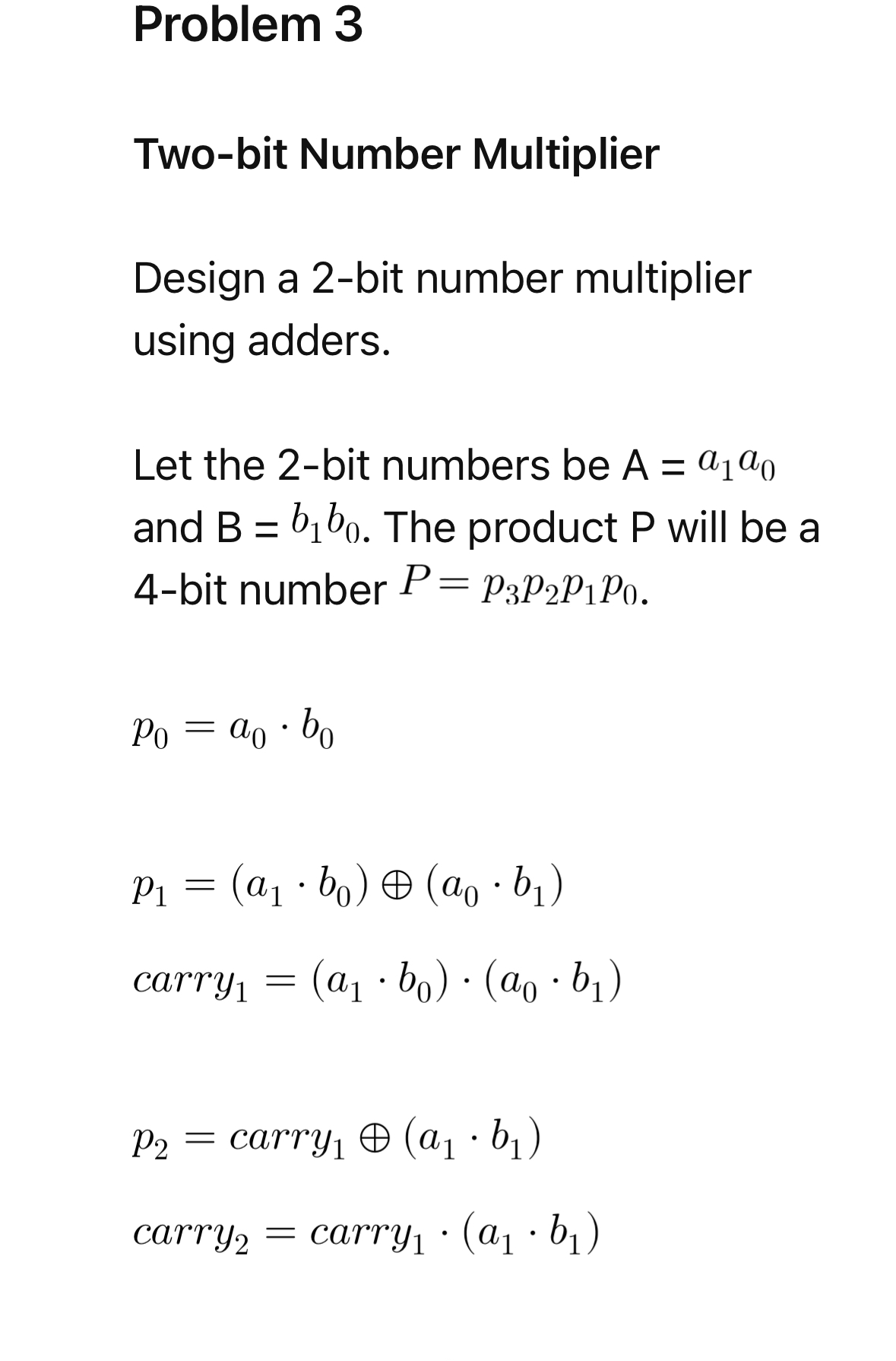 Problem 3 ( 2 0 points ) Design a two - bit
