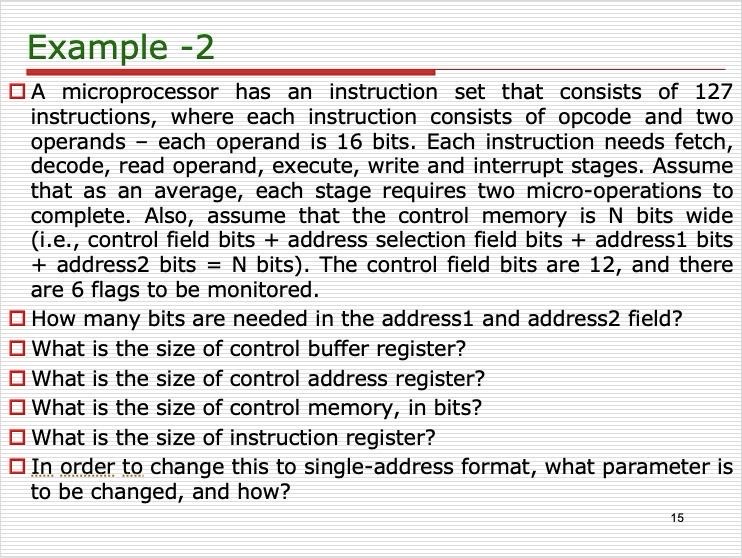 Example - 2 A microprocessor has an instruction