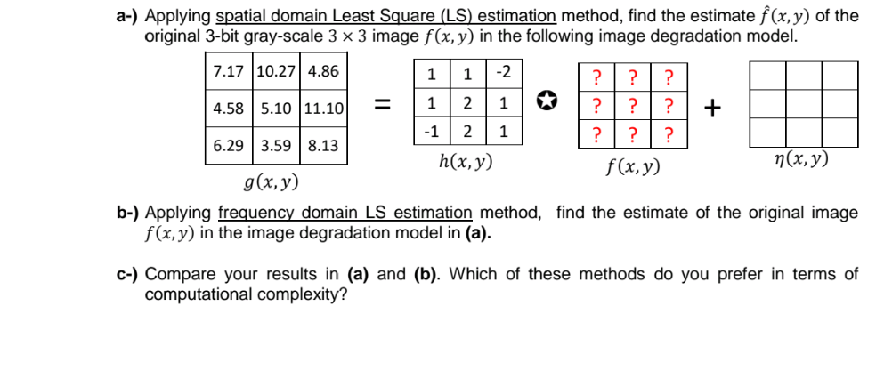 a - ) Applying spatial domain Least Square ( LS )