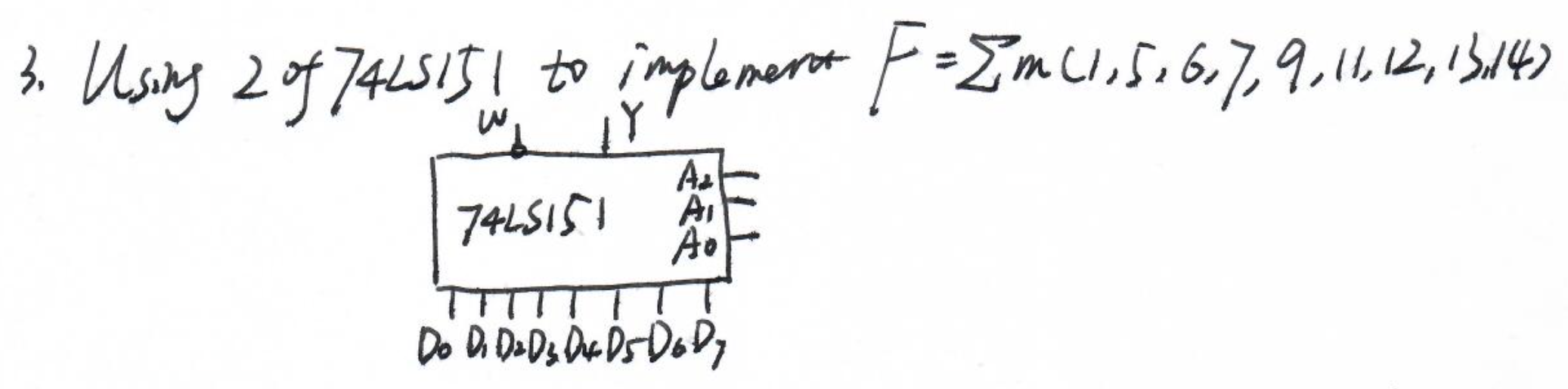 Using 3 - 8 decoder 7 4 2 5 1 3 8 and sume gates