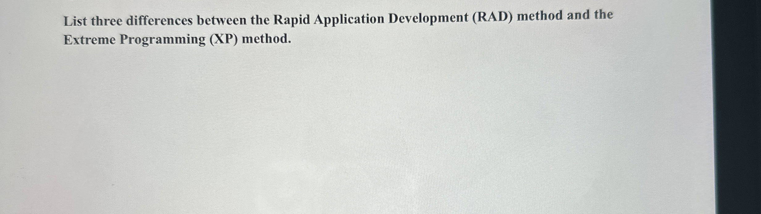 List three differences between the Rapid