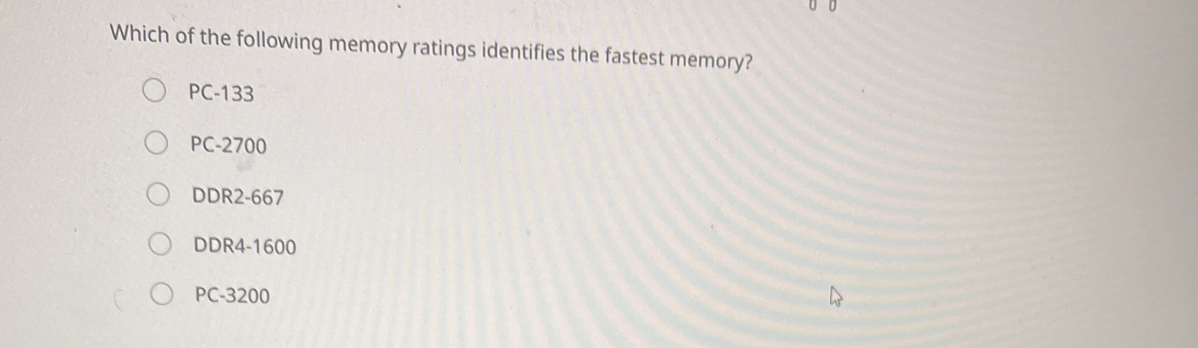 Which of the following memory ratings identifies