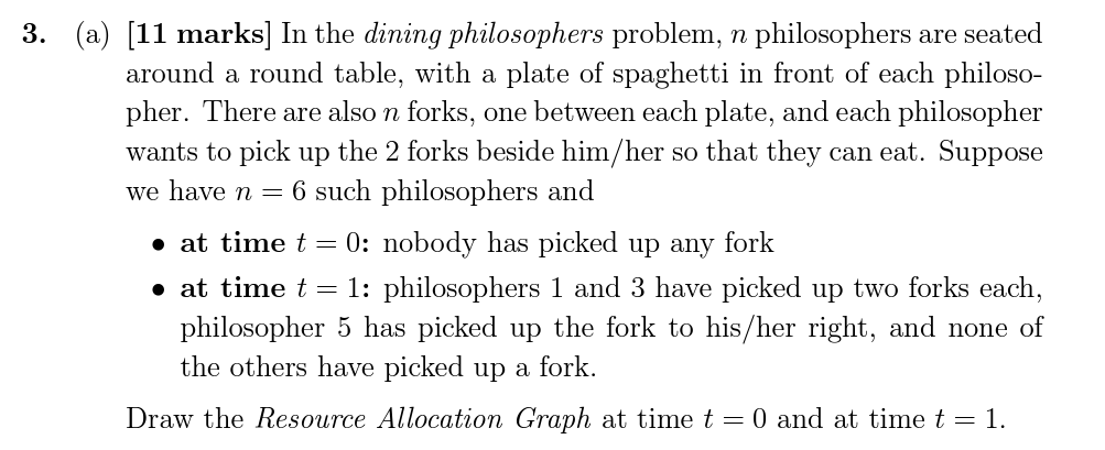 ( a ) [ 1 1 marks ] In the dining philosophers