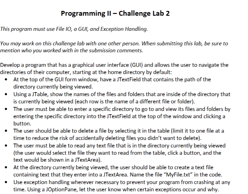 Programming II - Challenge Lab 2 This program