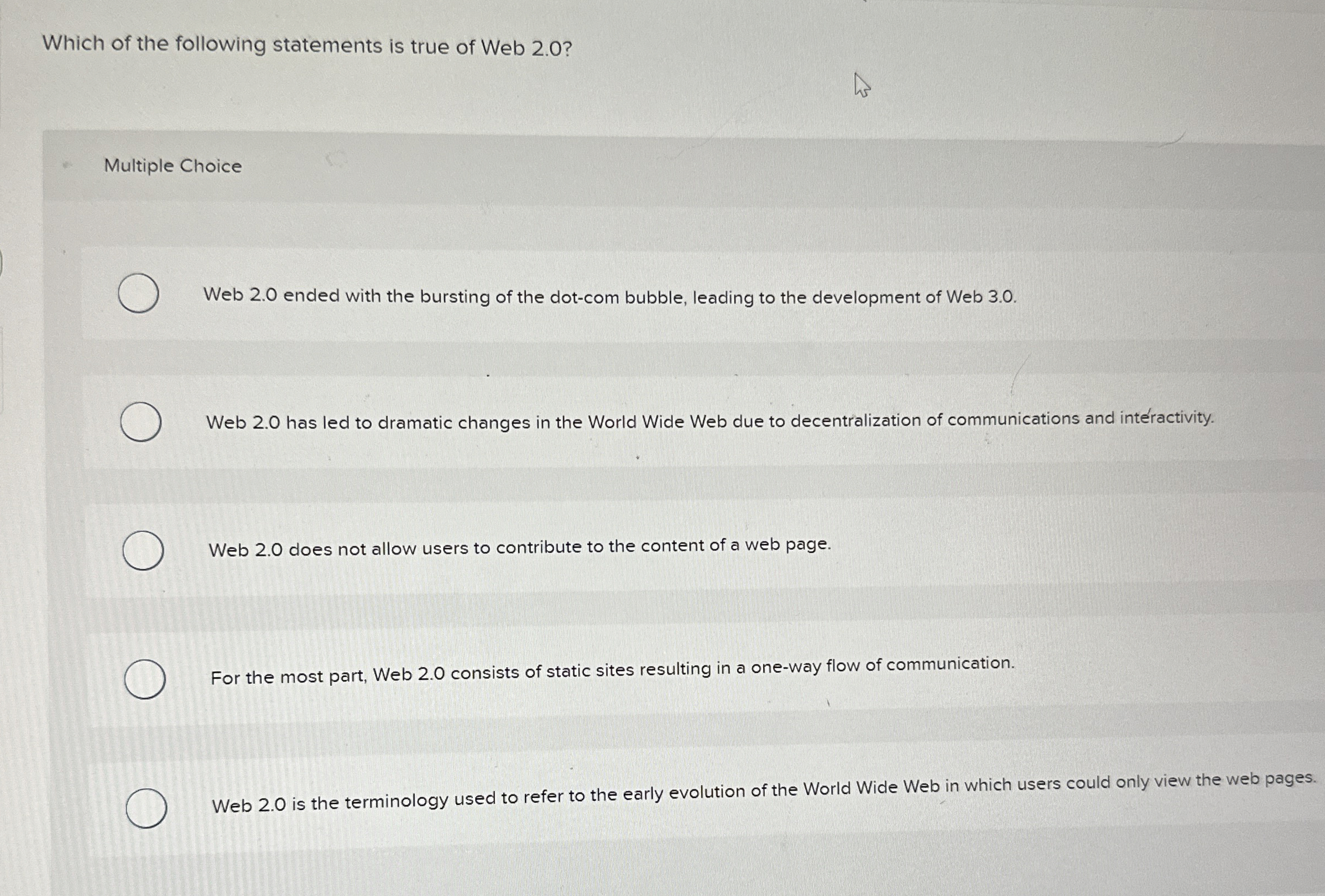 Which of the following statements is true of Web