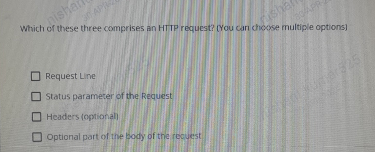 Which of these three comprises an HTTP request? (