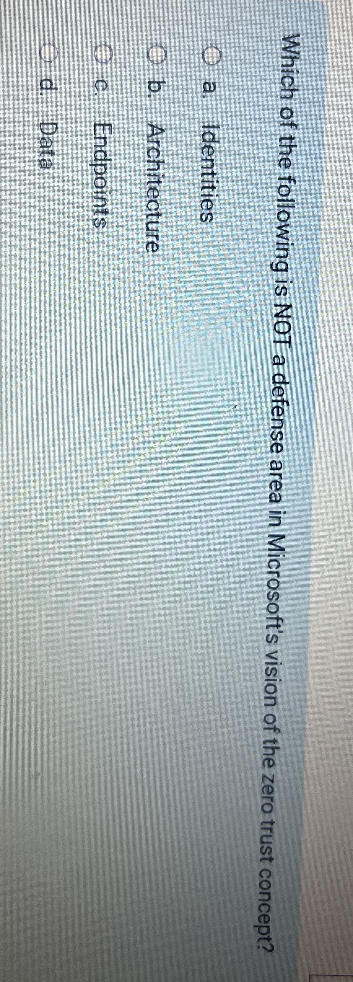 Which of the following is NOT a defense area in