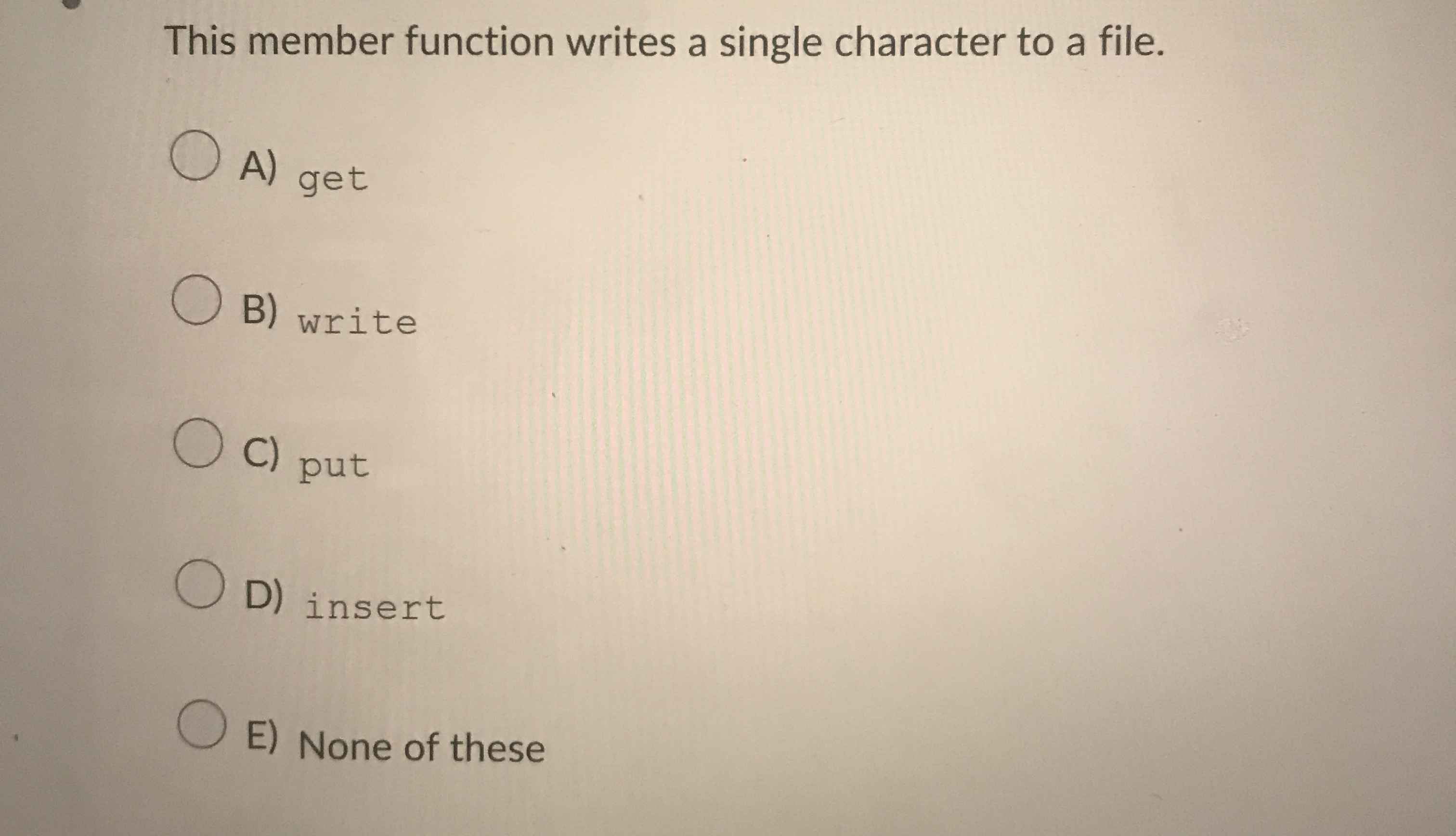 This member function writes a single character to