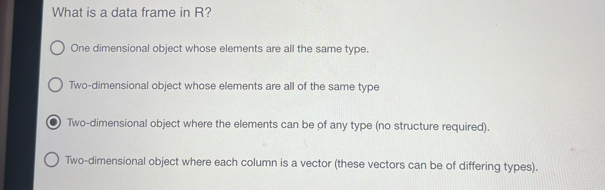 What is a data frame in R ? One dimensional