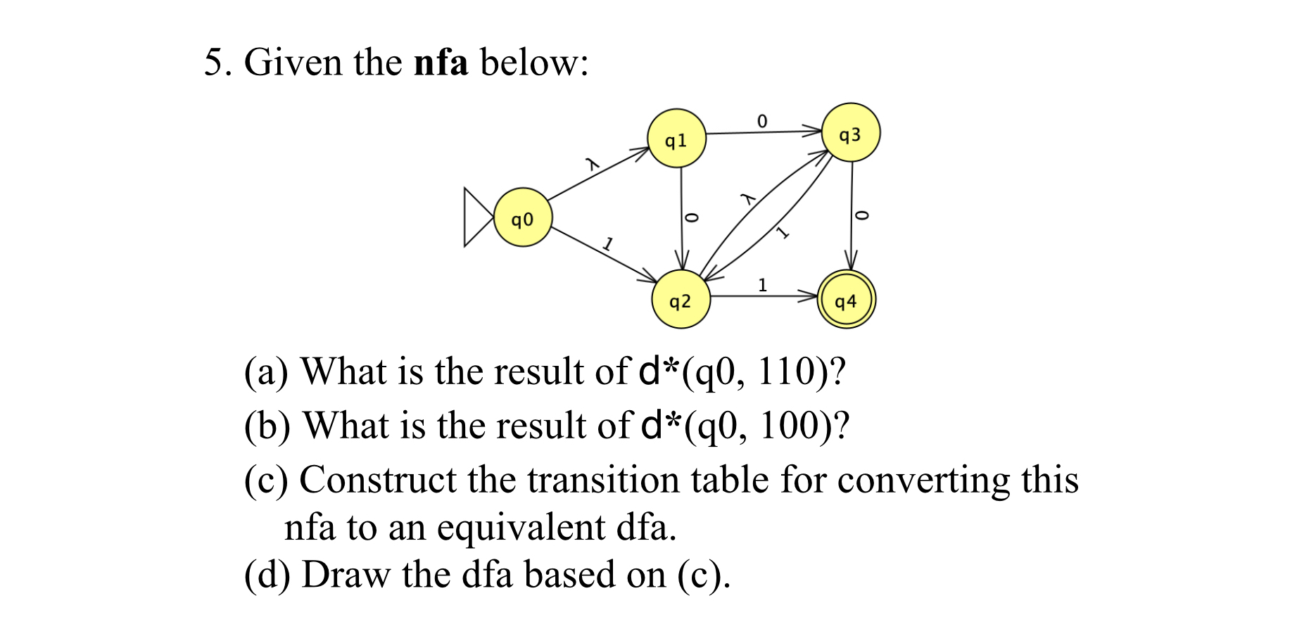 Given the nfa below: ( a ) What is the result of