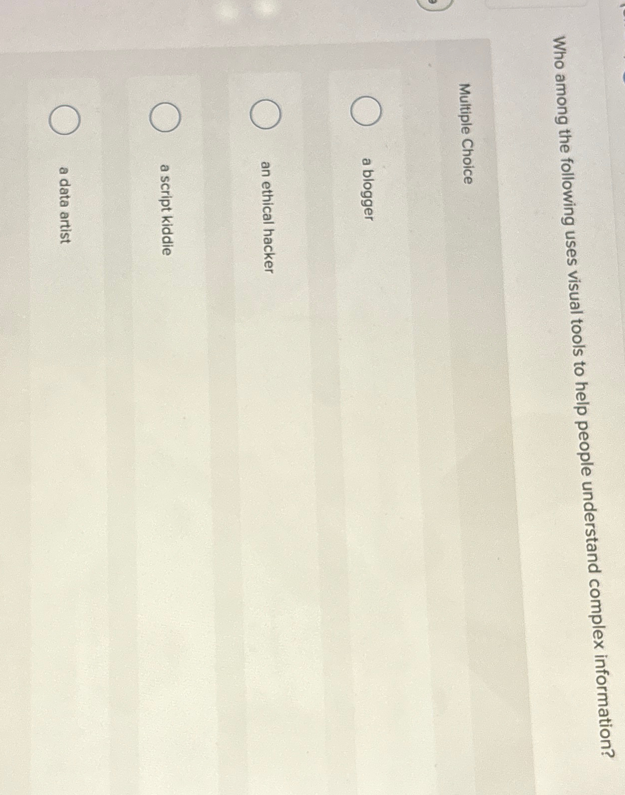 Who among the following uses visual tools to help