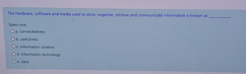 The hardware, software and media used to store,