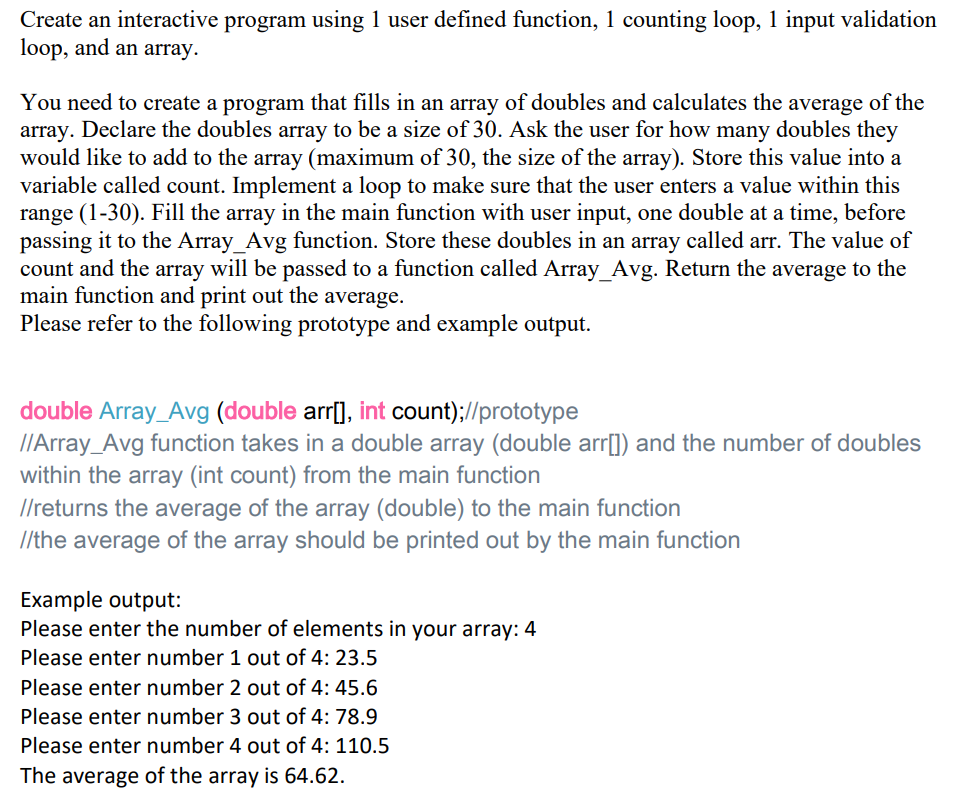 Programming in C Need help solving this: Create