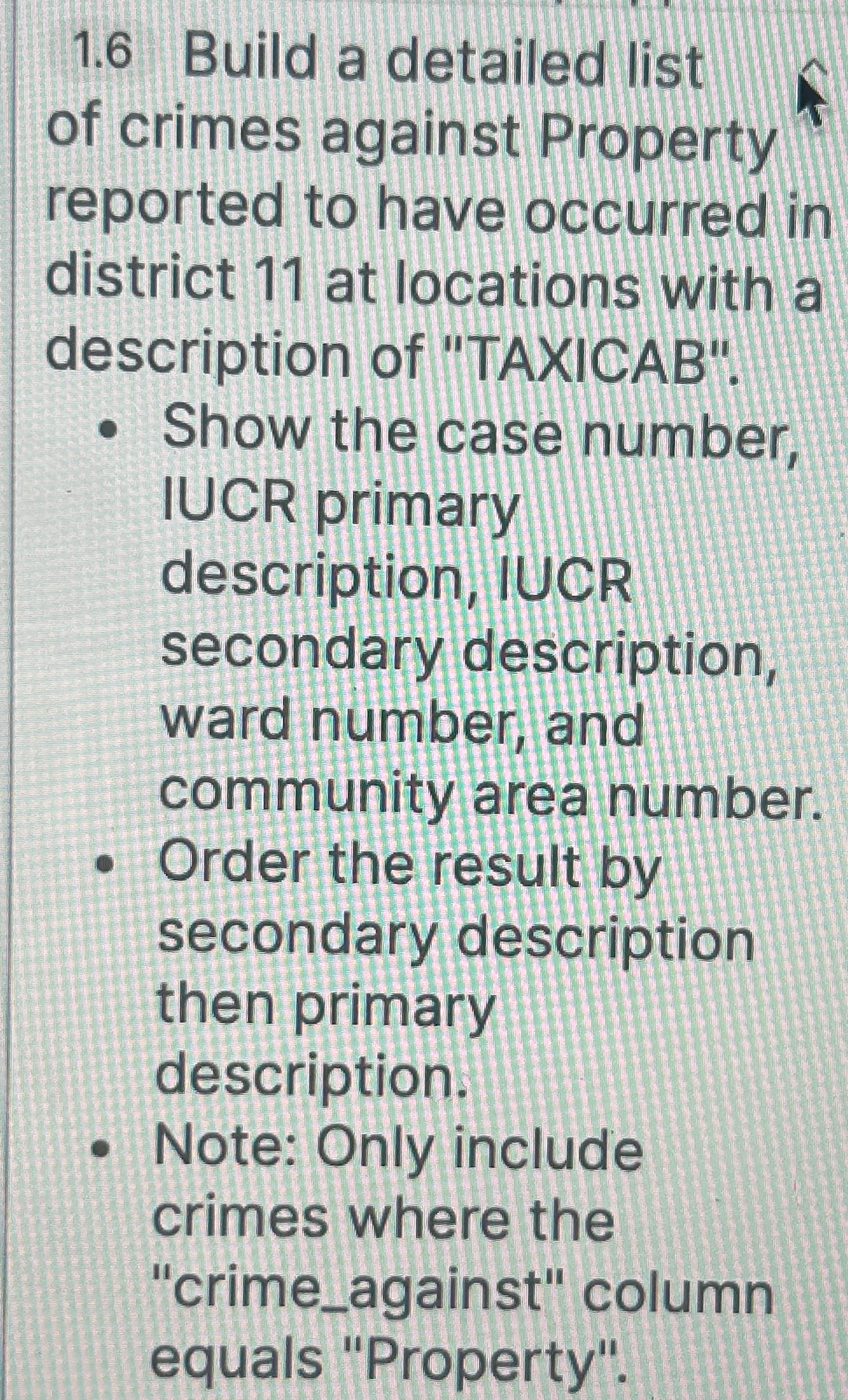 1 . 6 Build a detailed list of crimes against