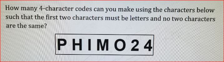 How many 4 - character codes can you make using