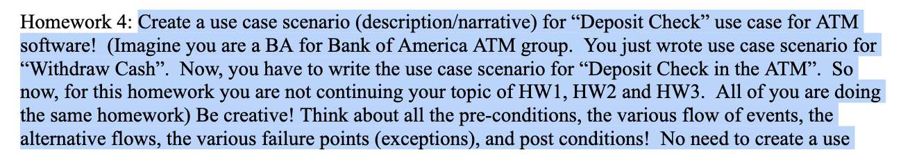 Homework 4 : Create a use case scenario (