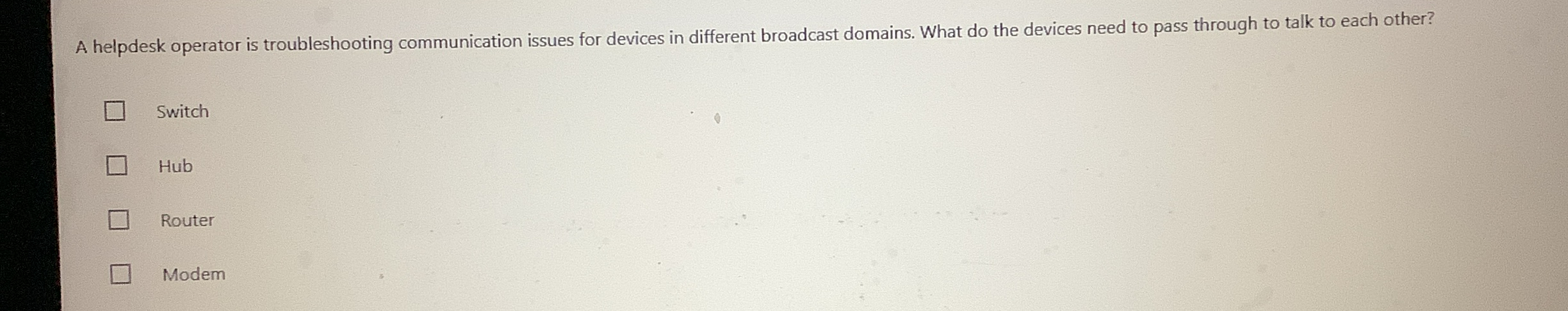 A helpdesk operator is troubleshooting