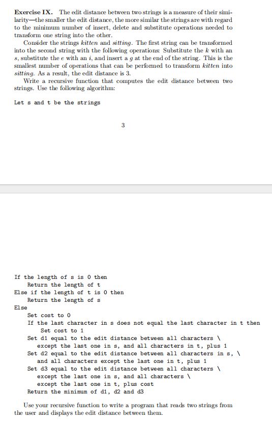 Python programming: Exercise IX . The edit
