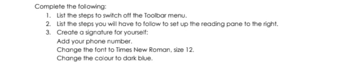 Complete the following: List the steps to switch