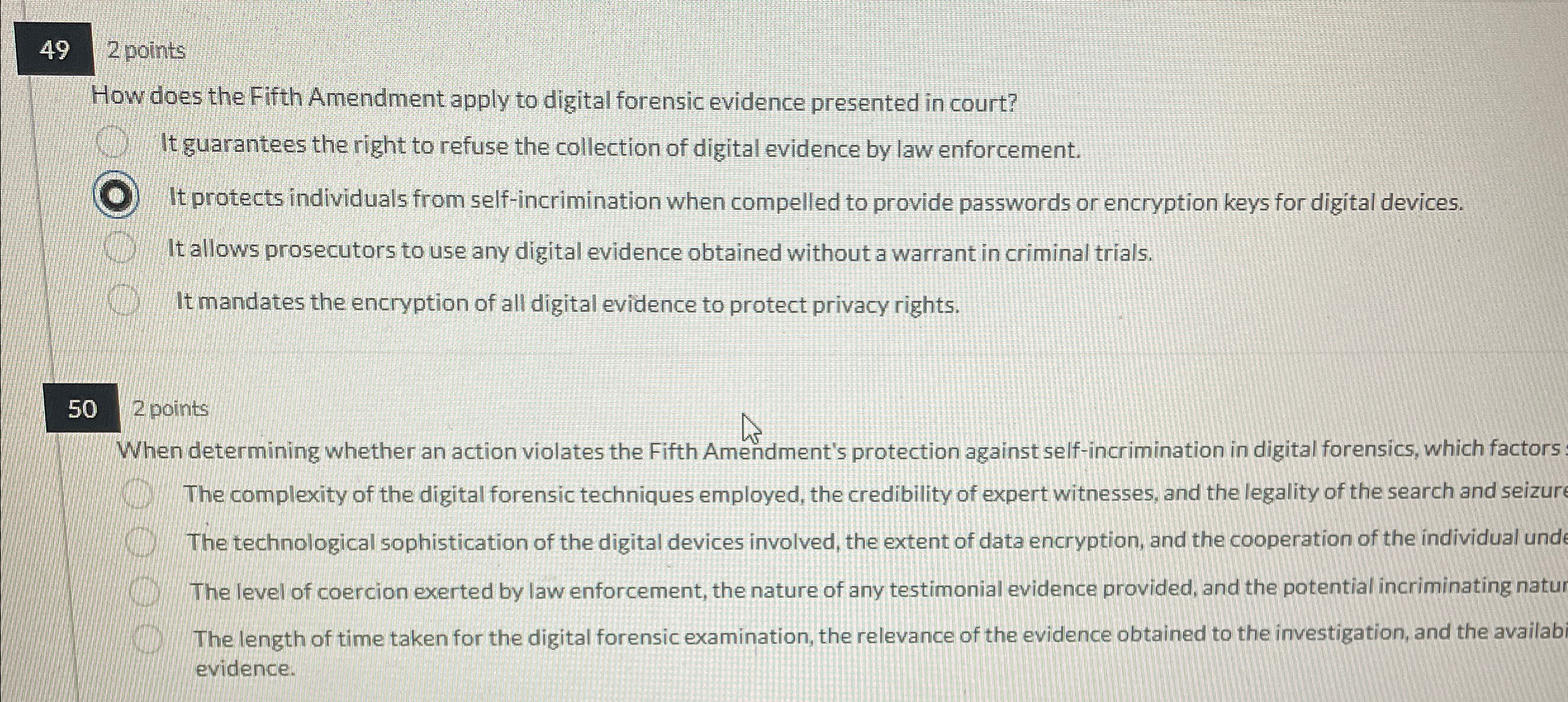 4 9 2 points How does the Fifth Amendment apply