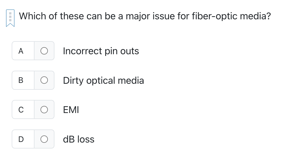 Which of these can be a major issue for fiber -