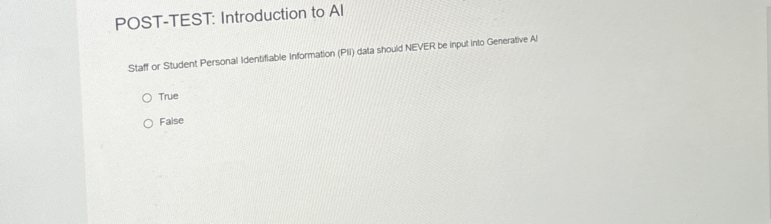 POST - TEST: Introduction to AI Staff or Student