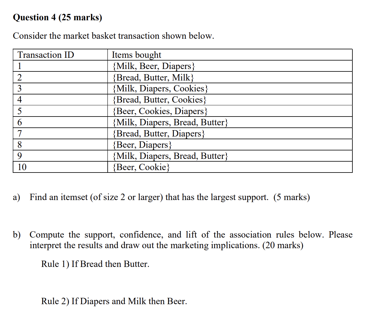 Question 4 ( 2 5 marks ) Consider the market