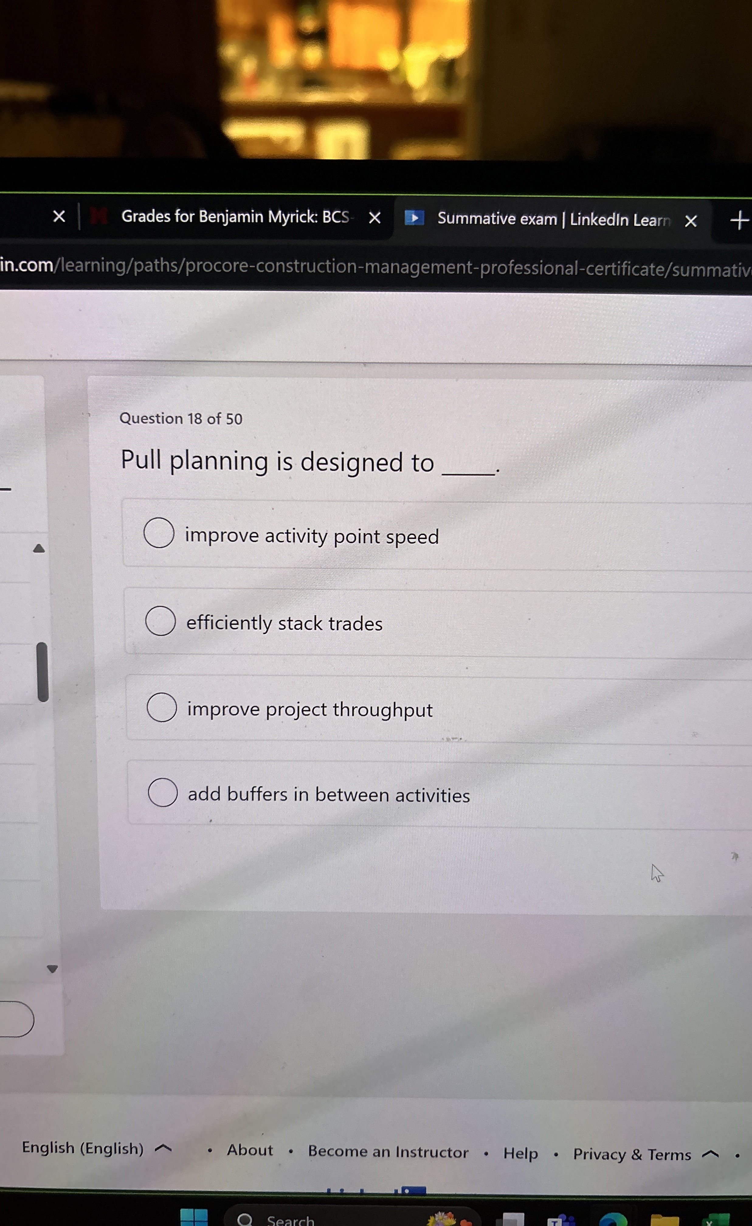 Grades for Benjamin Myrick: BCS Summative exam |