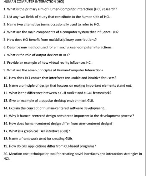 HUMAN COMPUTER INTERACTION ( HCI ) What is the