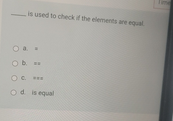 lime is used to check if the elements are equal.